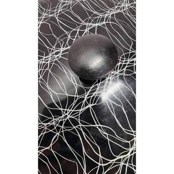 1950's Vintage Serendipity Spaghetti String Pink & Black Abstract Enamel Skillet - Picture 8 of 16